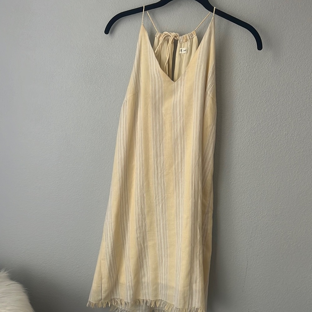 Yellow striped light linen like dress